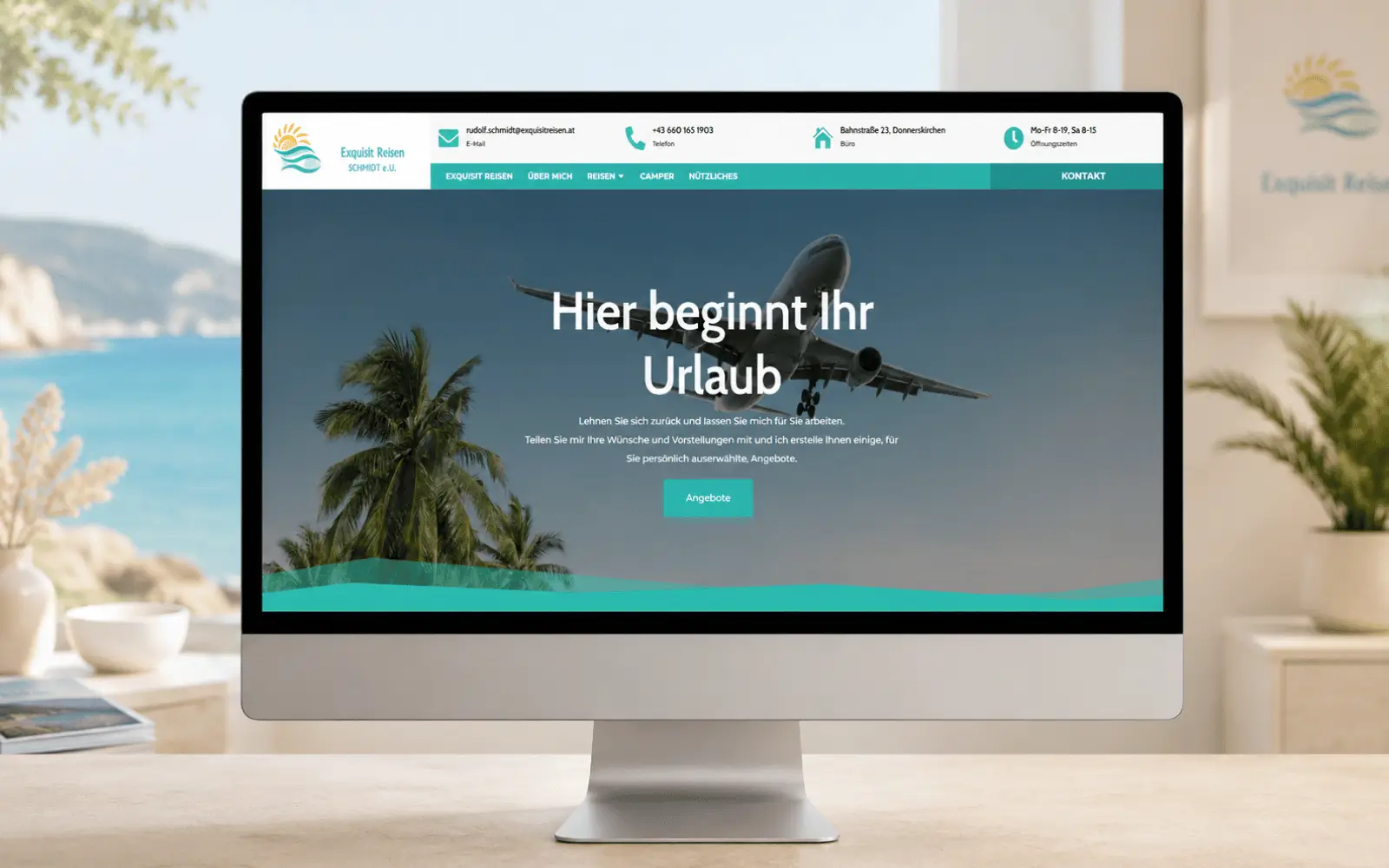 Startseite der Website von Exquisit Reisen SCHMIDT e.U. als Desktop-Mockup